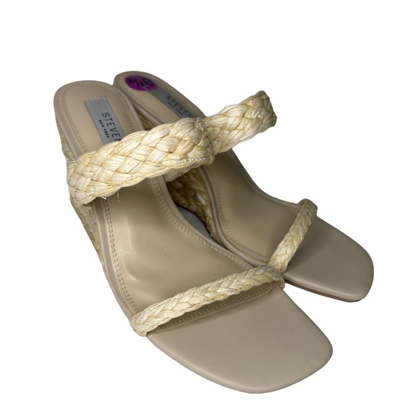 Steven by Steve Madden Straw Rattan Strappy chunky heels sz‎ 8.5 - Picture 3 of 8